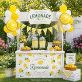 Lemonade Stand Party Decor Kit, Yellow White Balloons, Summer Birthday Banner