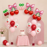 Cherry Balloon Garland Kit, Pink Red Bow Cherry Print Balloons, Birthday Baby Shower Decor