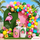 Tropical Flamingo Balloon Garland Kit, Hawaiian Aloha Party Decor, Pineapple Palm Arch
