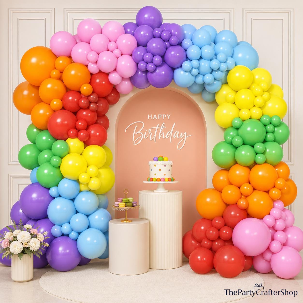 Rainbow Balloon Arch Kit, 174pc Latex Garland for Birthday Party Decor