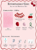 Cherry Birthday Balloon Arch Kit, Pink Fringe Backdrop, Girls Party Decorations
