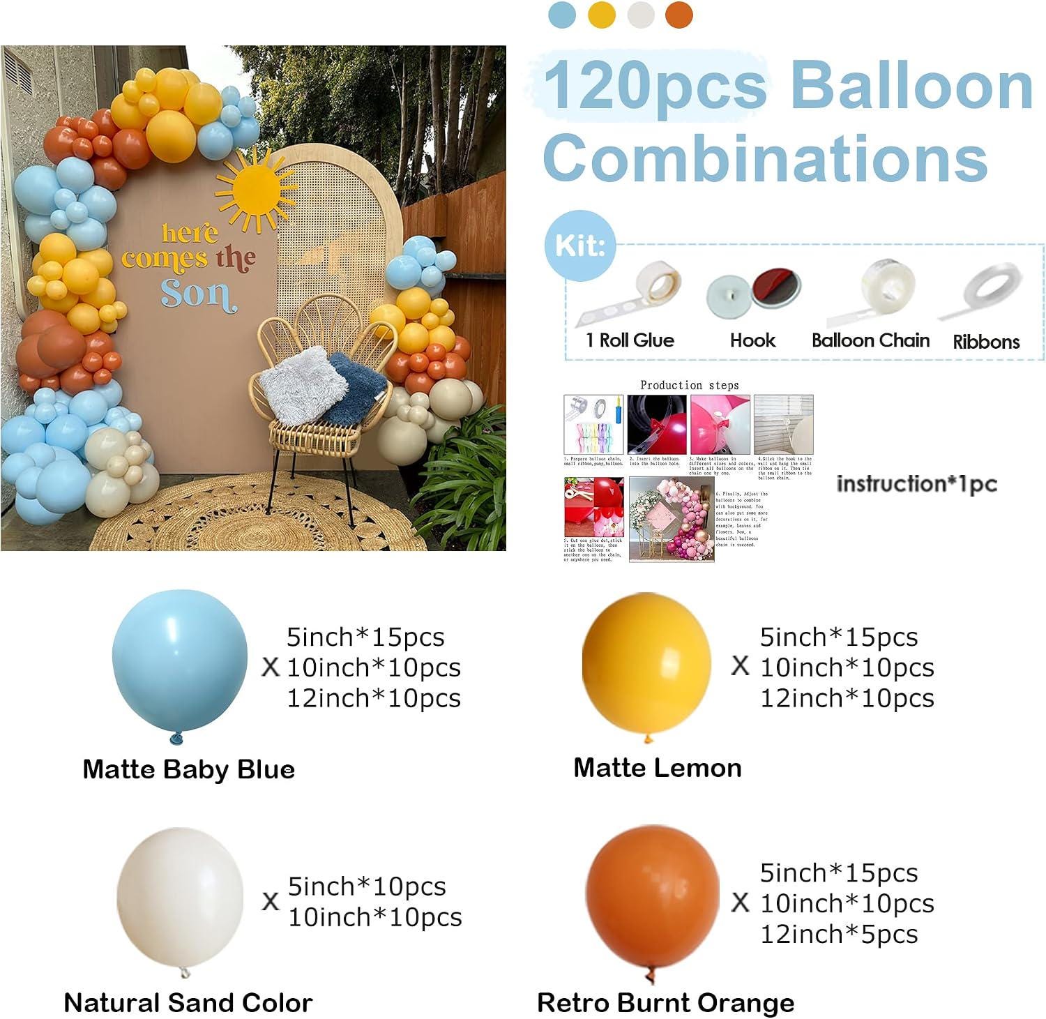 Matte Balloon Garland Kit, Retro Colors, Baby Shower, Birthday Party Decor