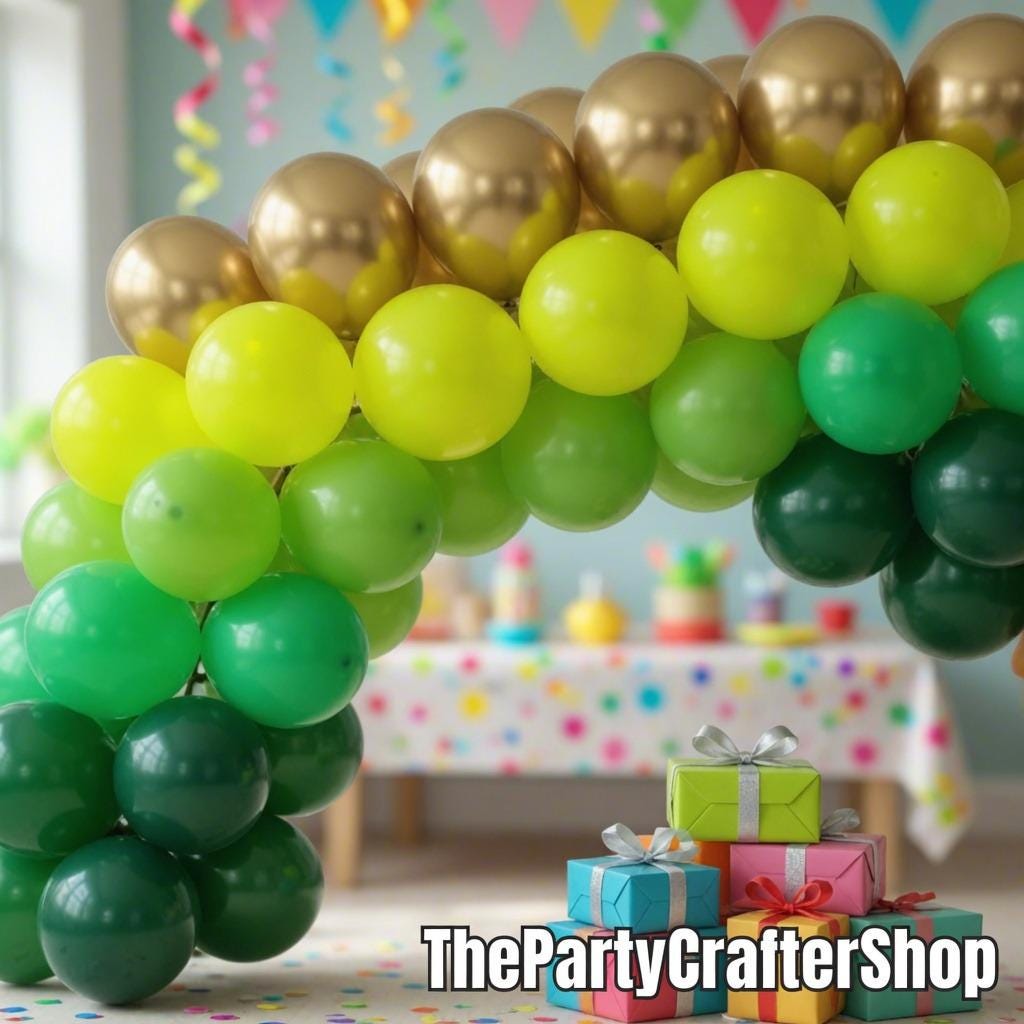 Green Gold Balloon Kit, 75pc Dark Green Metallic Balloons, St Patrick's Safari Party Decor
