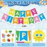 Tropical Pool Party Decorations, Summer Birthday Kit with Balloons, Banner, Cake Toppers