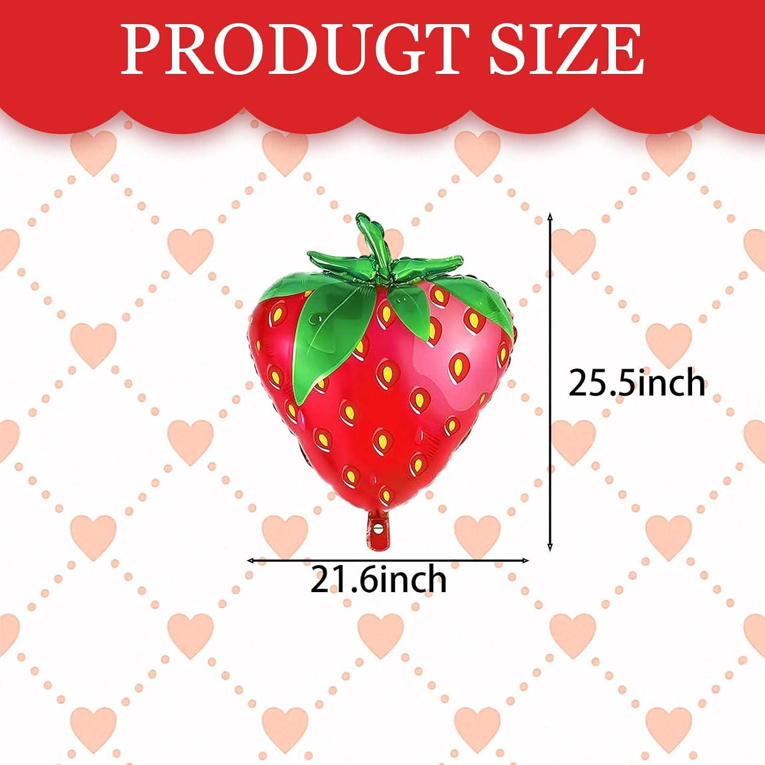 6pc Strawberry Foil Balloons, 20 Inch Red Fruit Theme Party Decor
