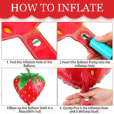 6pc Strawberry Foil Balloons, 20 Inch Red Fruit Theme Party Decor