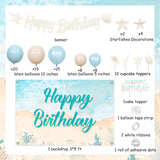 Coastal Beach Birthday Party Kit, Balloon Arch, Starfish, Shell Decorations