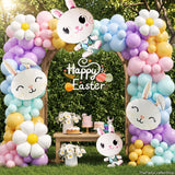 Easter Balloon Arch Kit, Macaron Pastel Garland with Bunny Ears, Daisy Balloons
