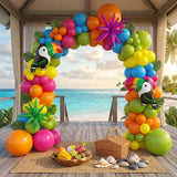 Tropical Balloon Arch Kit | Toucan, Star, Monstera Leaf Garland for Luau Party Decor