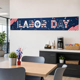 Happy Labor Day Banner, Red White Blue Patriotic Yard Sign with Grommets