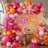 Pink Orange Balloon Arch Kit | Hot Pink Gold Confetti Star Balloons, Summer Party Decor