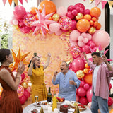 Pink Orange Balloon Arch Kit | Hot Pink Gold Confetti Star Balloons, Summer Party Decor