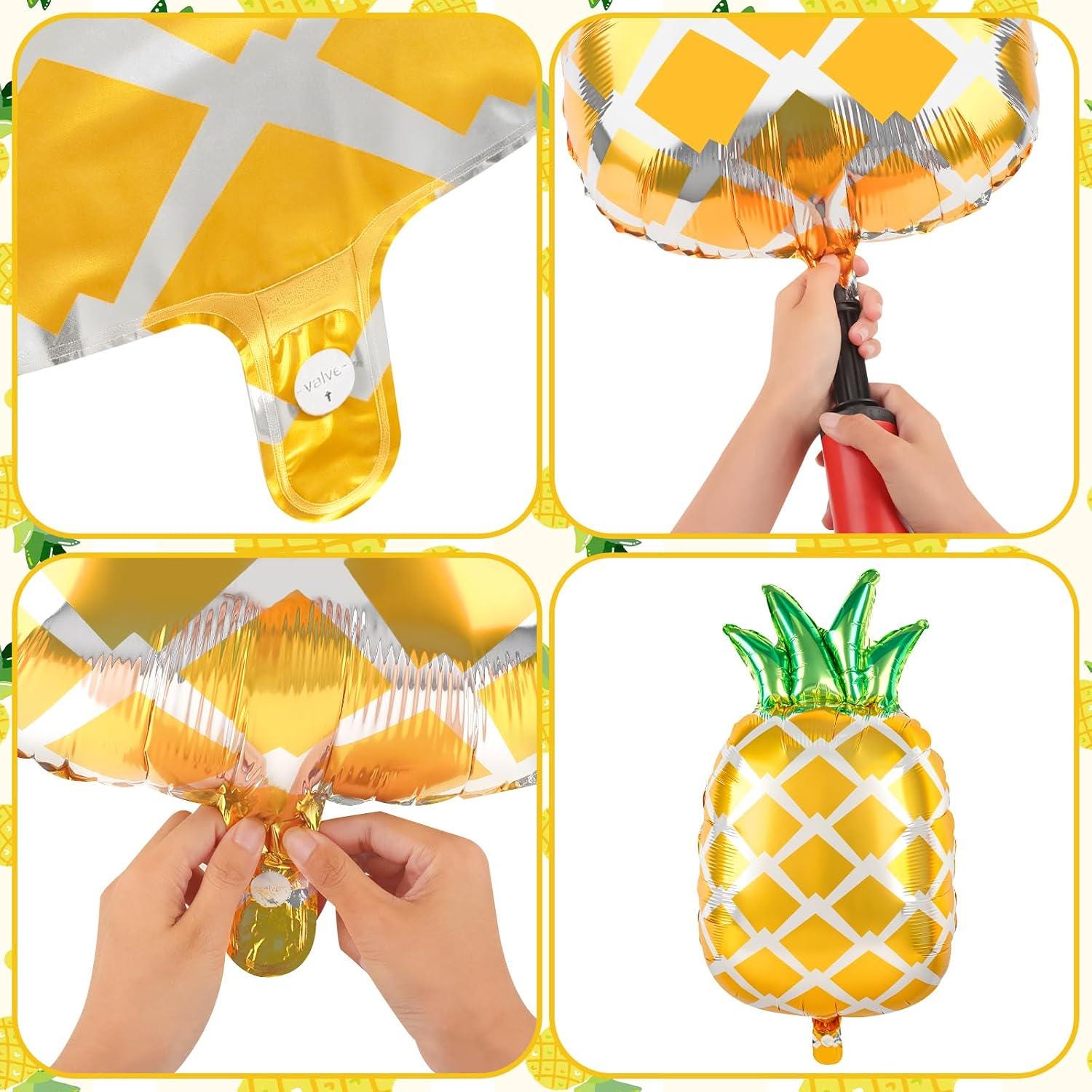 Pineapple Balloon Garland Kit | Tropical Luau Party Decor | 24 Inch Fruit Foil Balloons