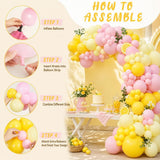 Pastel Pink Yellow Balloon Arch Kit | Lemon Summer Birthday Party Decor