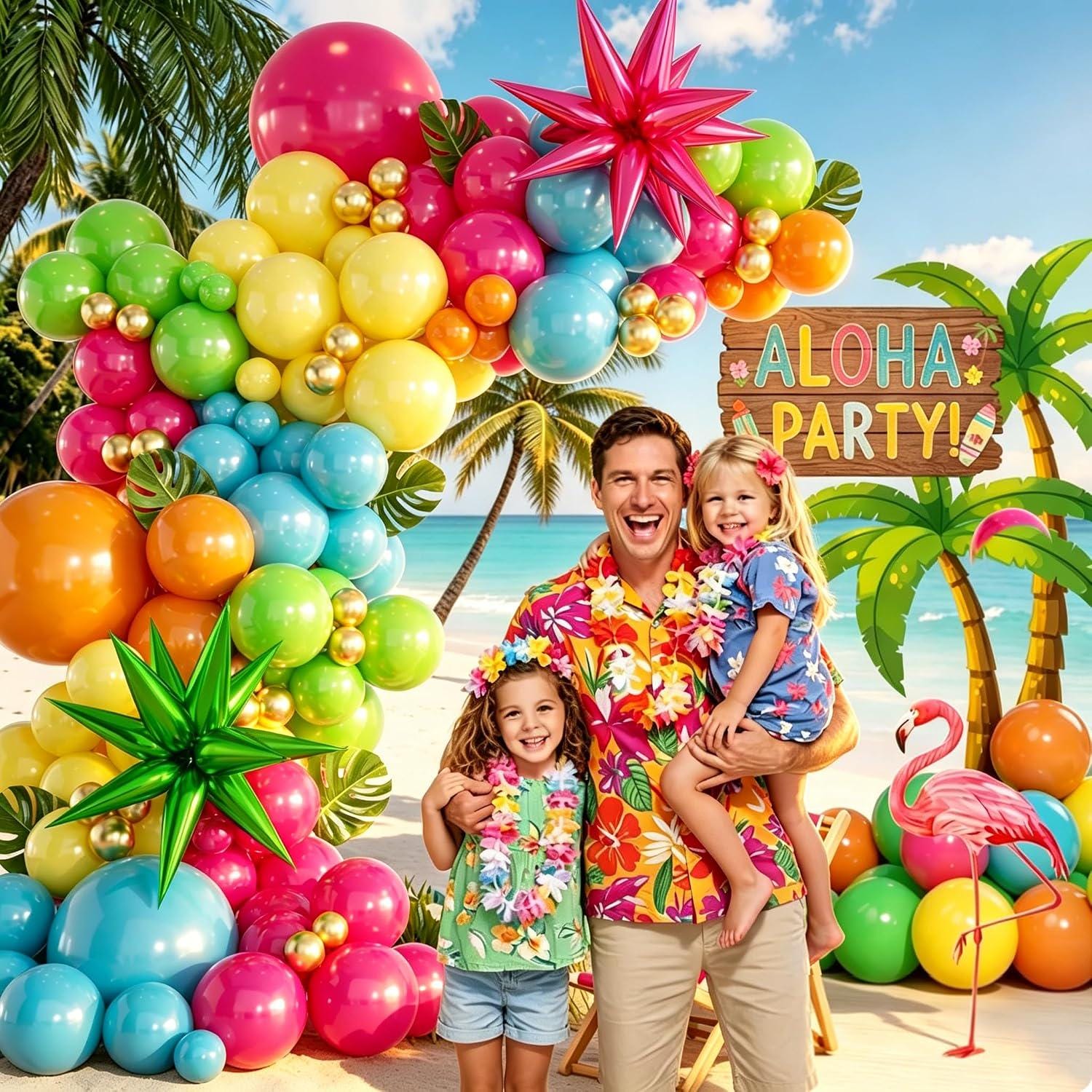 Flamingo Tropical Balloon Garland Kit | Luau Party Arch Decor