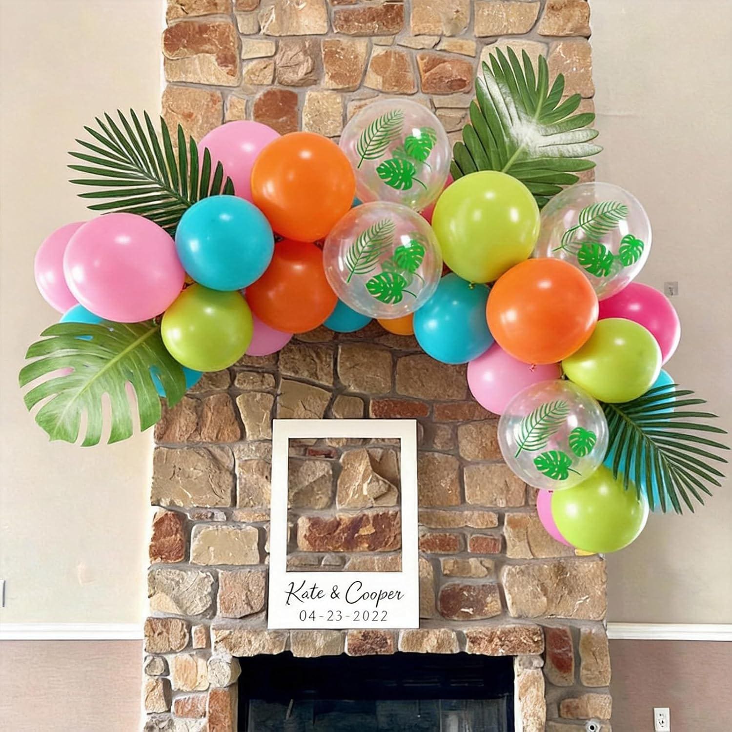 Tropical Balloon Kit | Teal, Orange, Hot Pink Palm Leaf Party Decor