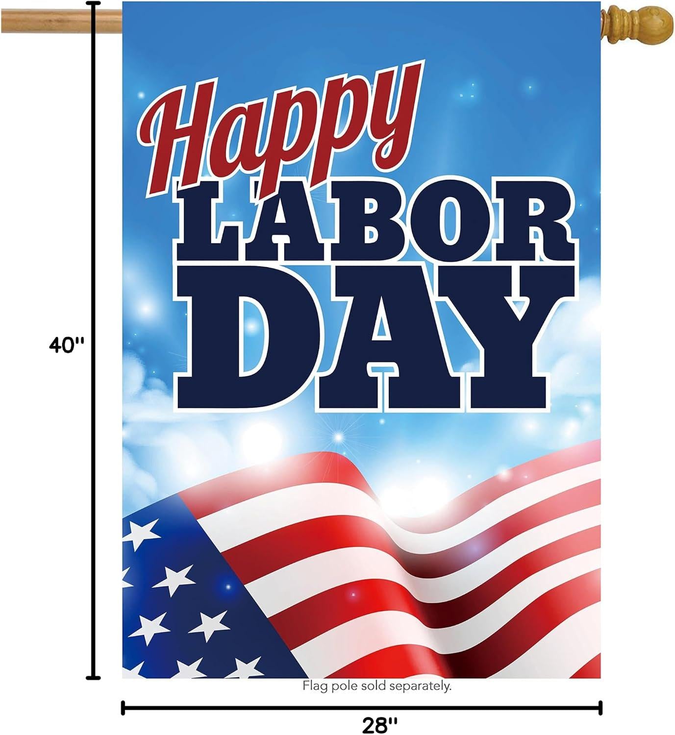 Happy Labor Day USA Flag, Double Sided Polyester Yard Decor