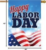 Happy Labor Day USA Flag, Double Sided Polyester Yard Decor