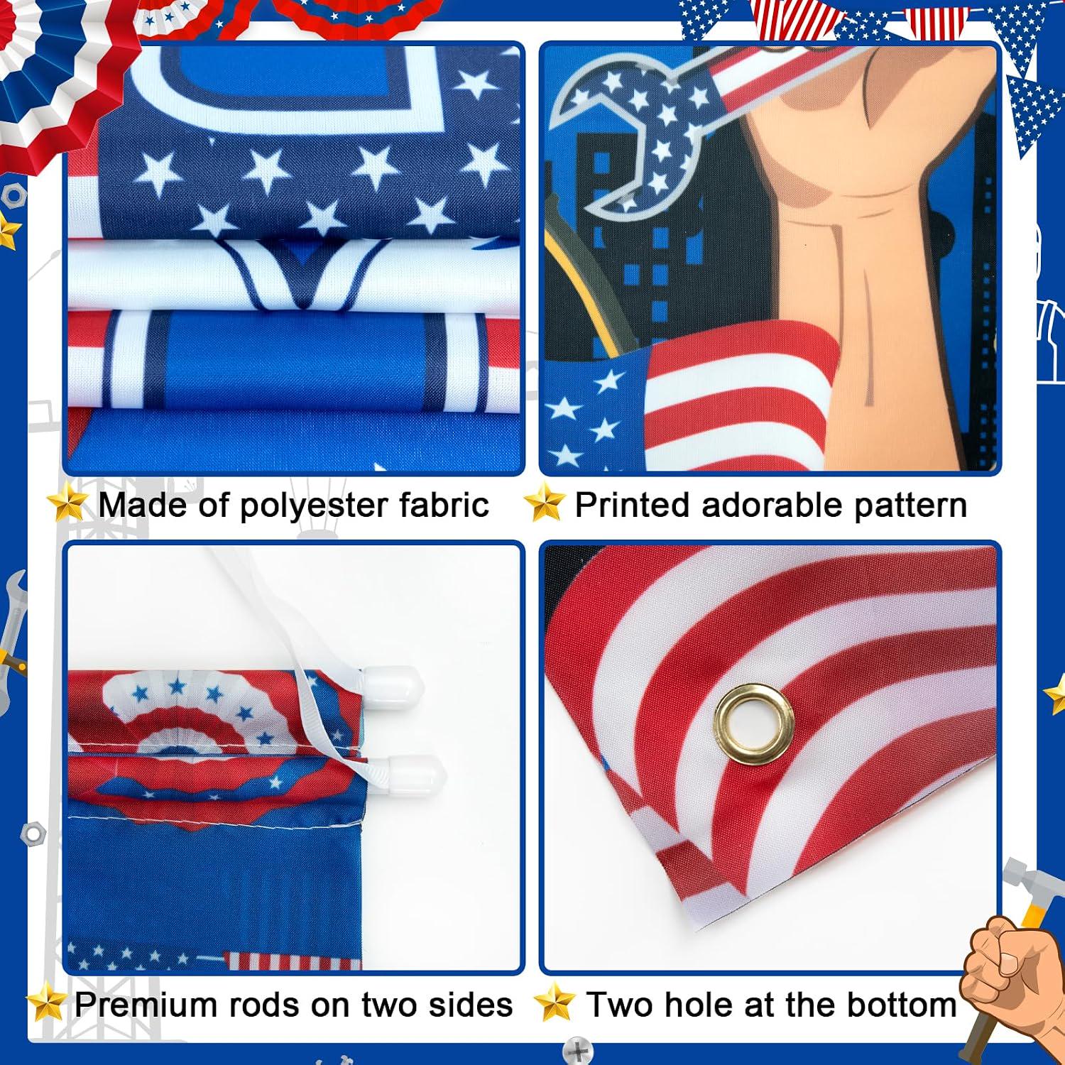 Patriotic Labor Day Door Banner, American Holiday Porch Decor