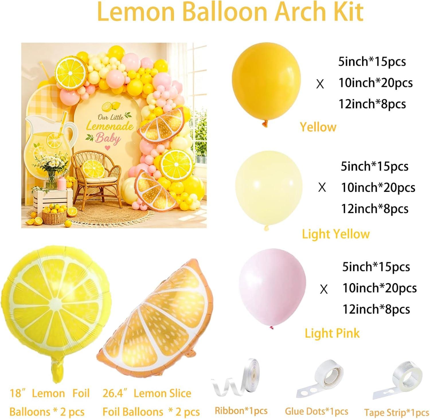 Lemonade Balloon Arch Garland Kit | Pink Yellow Party Decor (136 Pc)