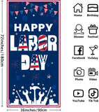 Happy Labor Day Patriotic Door Banner, Porch Sign, Polyester Fabric (72x36 inches)