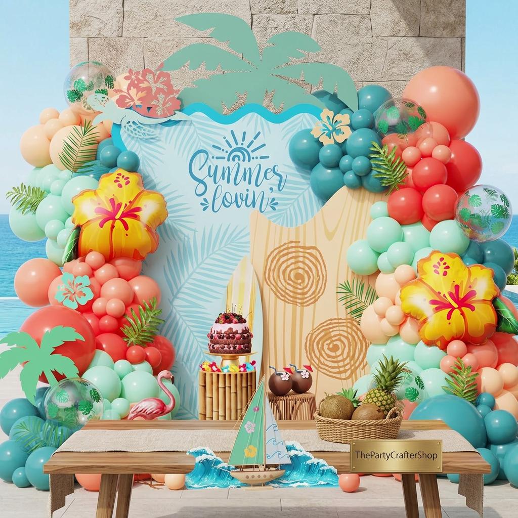 Luau Aloha Balloon Arch Kit | Tropical Hawaiian Party Decor, Summer Birthday Garland
