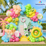 Pool Party Balloon Garland Kit | Tropical Pastel Beach Ball Swim Ring Decor