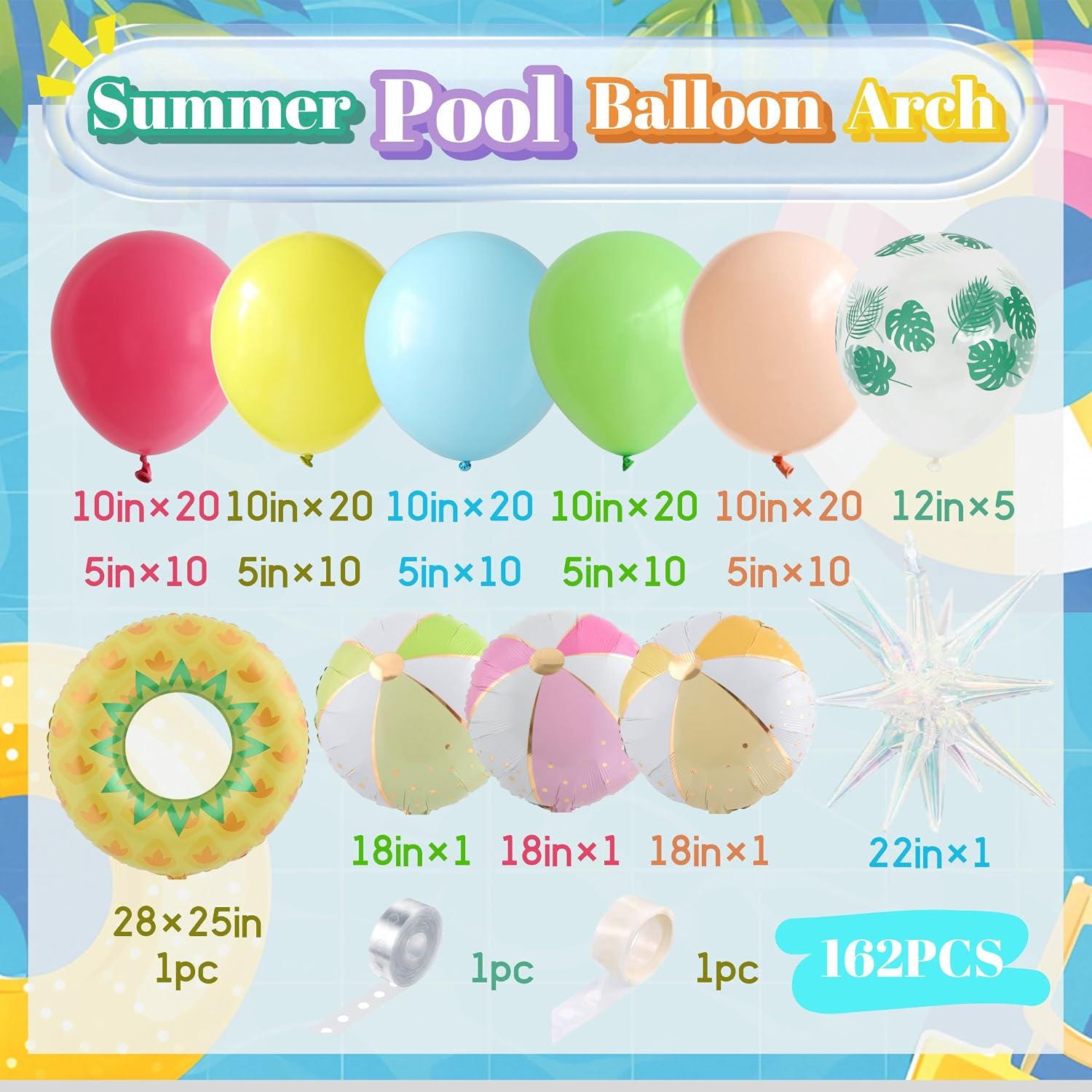 Pool Party Balloon Garland Kit | Tropical Pastel Beach Ball Swim Ring Decor