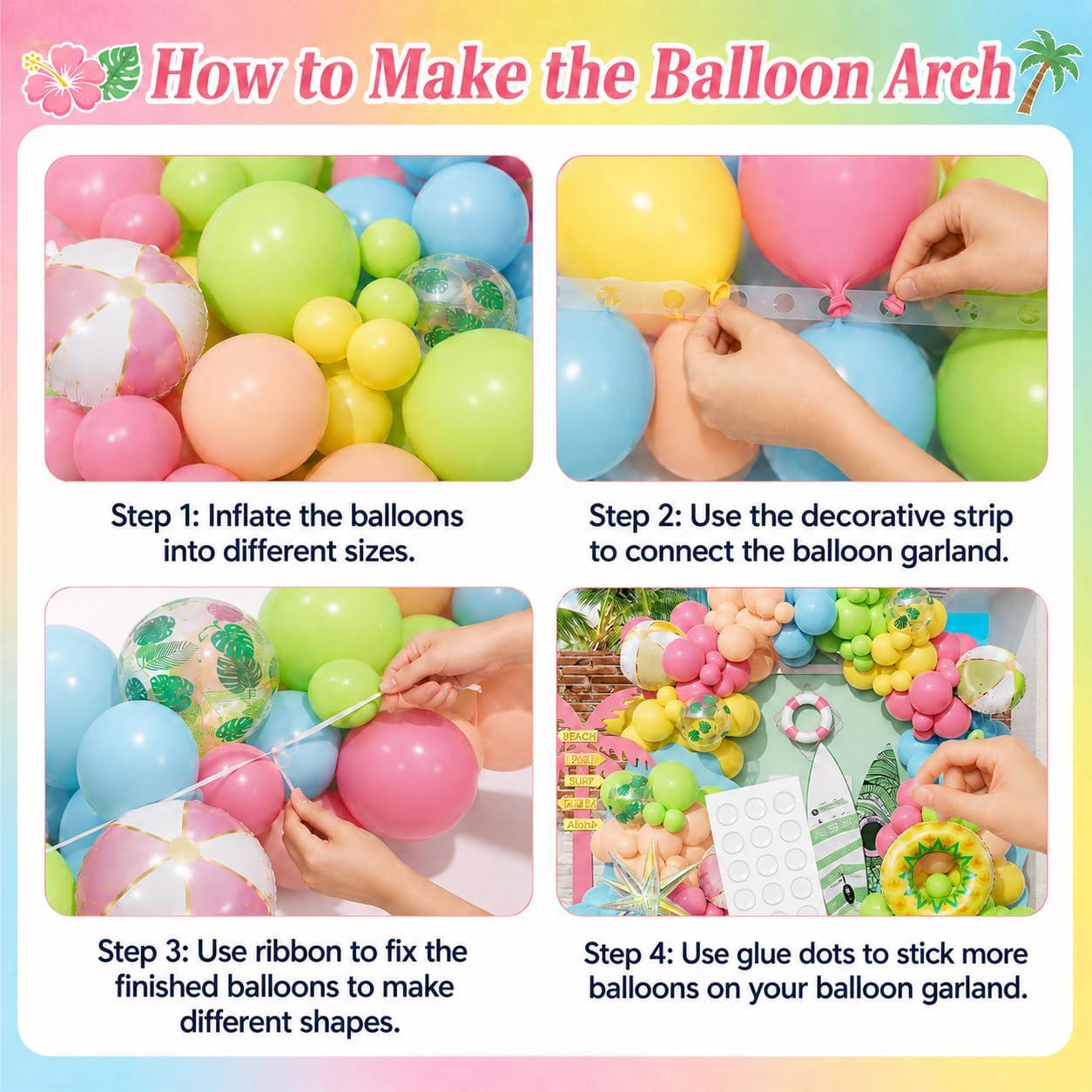 Pool Party Balloon Garland Kit | Tropical Pastel Beach Ball Swim Ring Decor