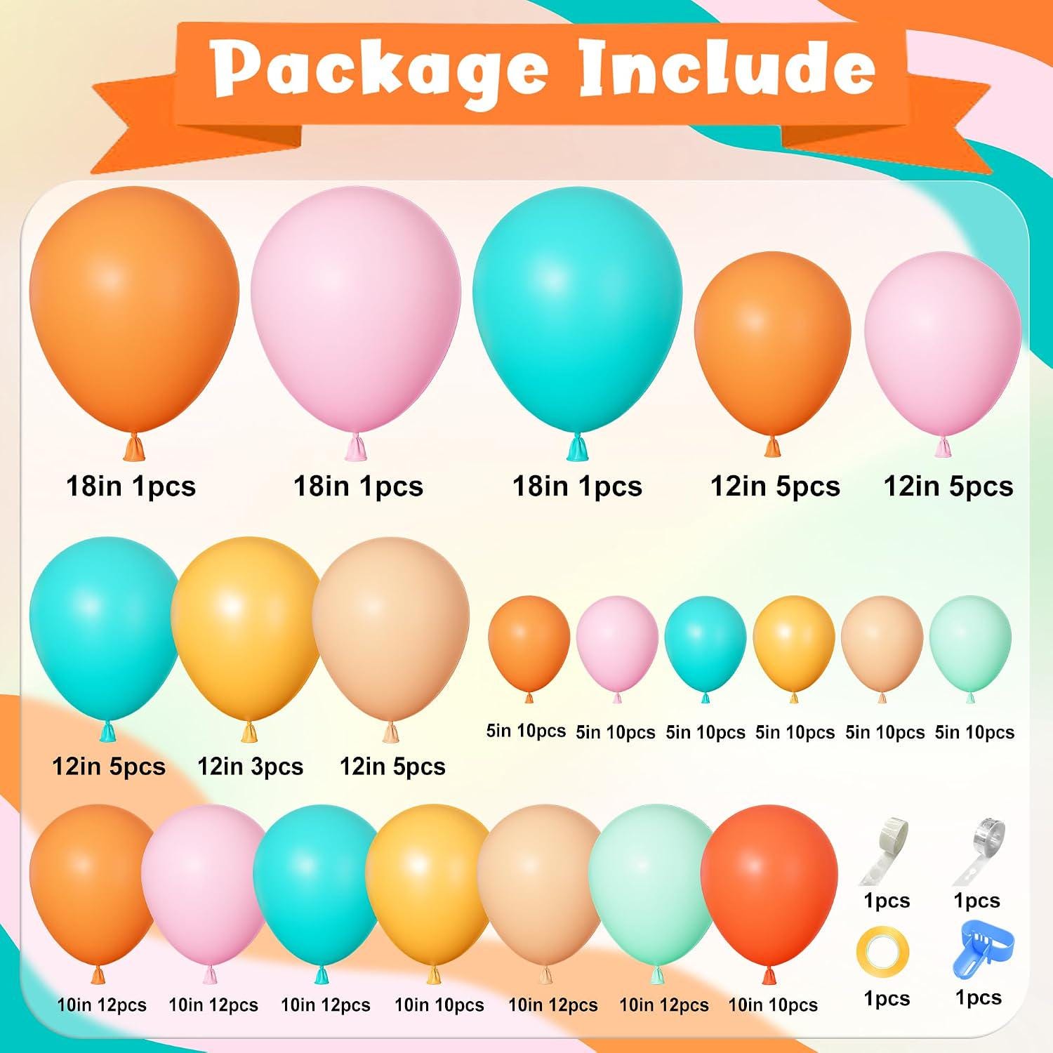 Tropical Hawaiian Balloon Garland Kit | Luau Party Decor, Flamingo Beach Birthday Baby Shower Balloons