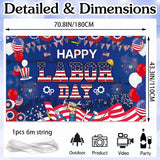 Happy Labor Day Banner, Patriotic American Flag Worker Backdrop, Party Decorations