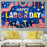 Happy Labor Day Backdrop Banner, American Flag Photo Background, Patriotic Party Decorations