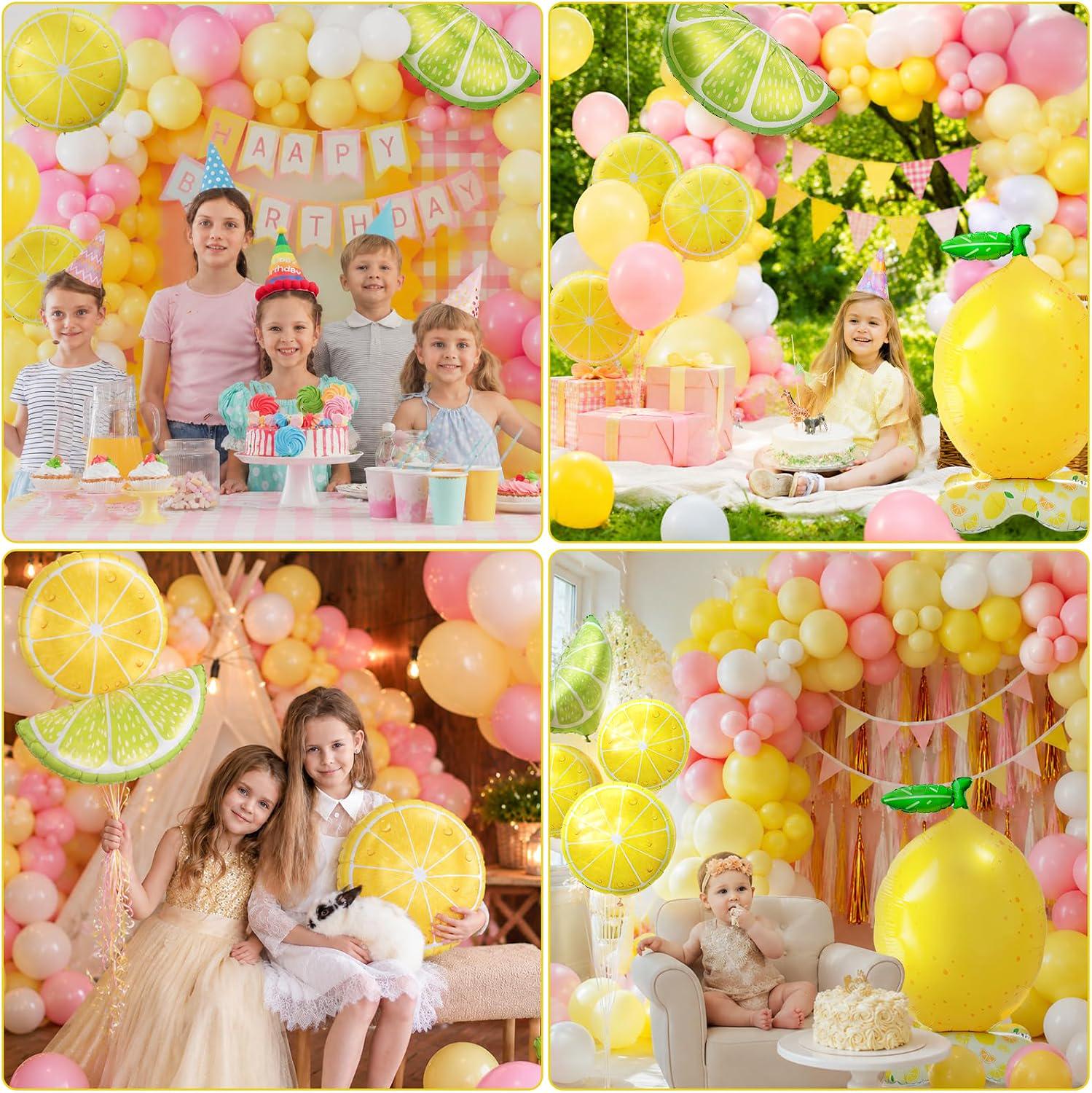 Lemon Balloon Garland Kit | Yellow Pink Arch Decor | Summer Celebration