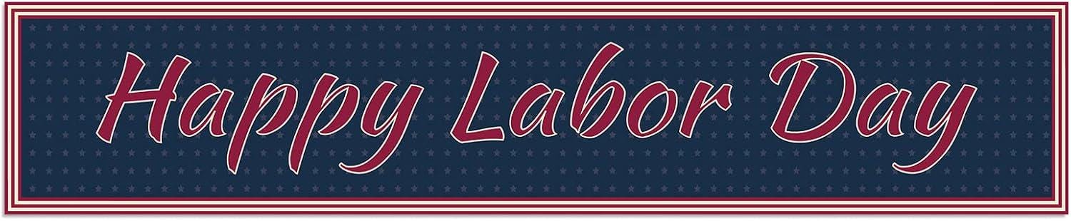 Happy Labor Day Banner, Patriotic Polyester Yard Sign, Outdoor Party Decor