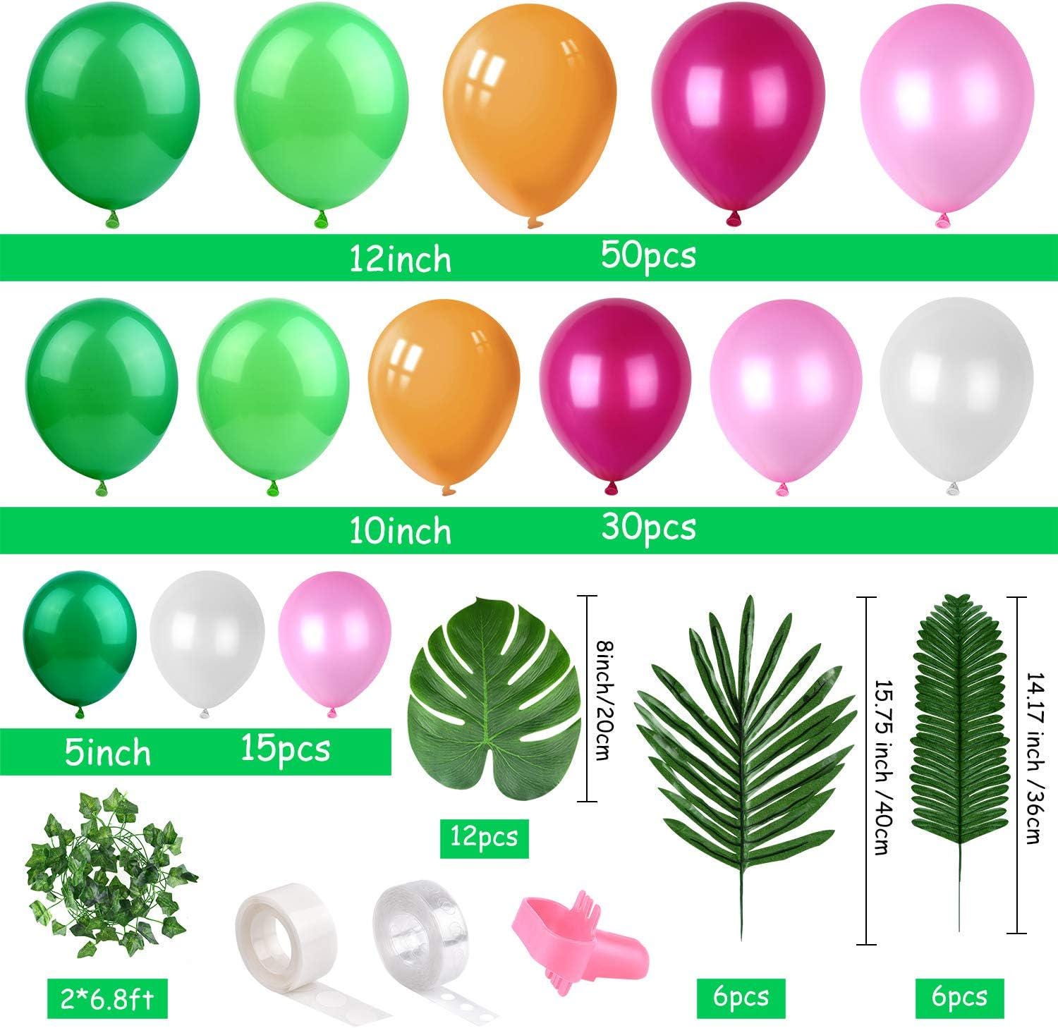 Tropical Balloon Garland Kit | Pink Green Arch, Palm Leaf Birthday Party Decorations