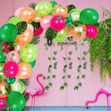 Tropical Balloon Garland Kit | Pink Green Arch, Palm Leaf Birthday Party Decorations