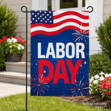 Happy Labor Day Garden Flag, 12x18 Double Sided Patriotic USA Fireworks Yard Flag for Outdoor Garden Lawn Porch Holiday Decor