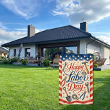 Happy Labor Day Garden Flag, Patriotic Tools USA Burlap Yard Sign