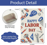 Happy Labor Day Burlap Garden Flag, Tools USA Decor (12x18 Inch)