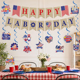 26pc Labor Day Decorations Set, Red White Blue Banner Swirls Patriotic Party Decor