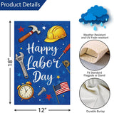 Happy Labor Day Garden Flag, Patriotic Tools, Double Sided Burlap Yard Decor