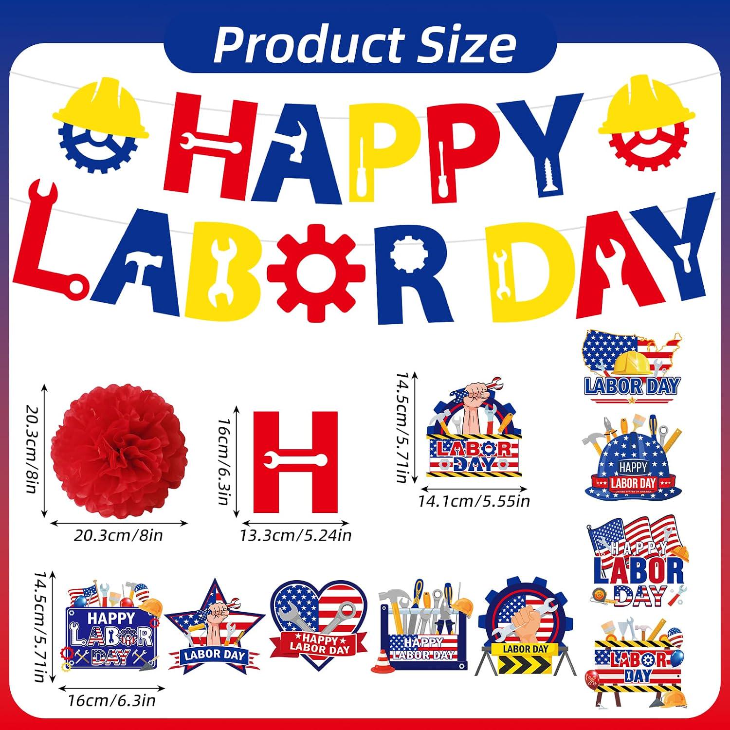 Patriotic Labor Day Party Decorations, American Banner Swirls Pom Poms Honeycomb Centerpieces