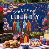 Labor Day Worker Celebration Backdrop, Patriotic Party Photo Background (71x43 Inch)