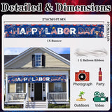 Happy Labor Day Banner, Patriotic American Flag Workers Theme Yard Sign