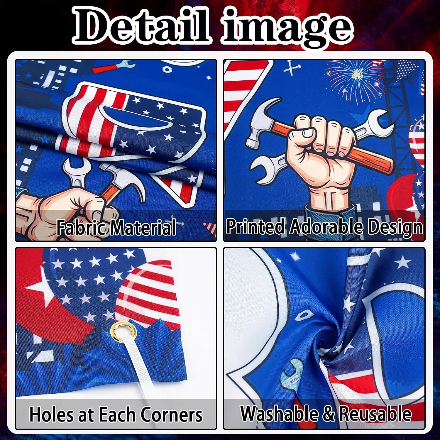 Happy Labor Day Banner, Patriotic American Flag Workers Theme Yard Sign