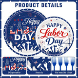Labor Day Patriotic Tableware Set, Red White Blue Plates Napkins Forks (Serves 24)