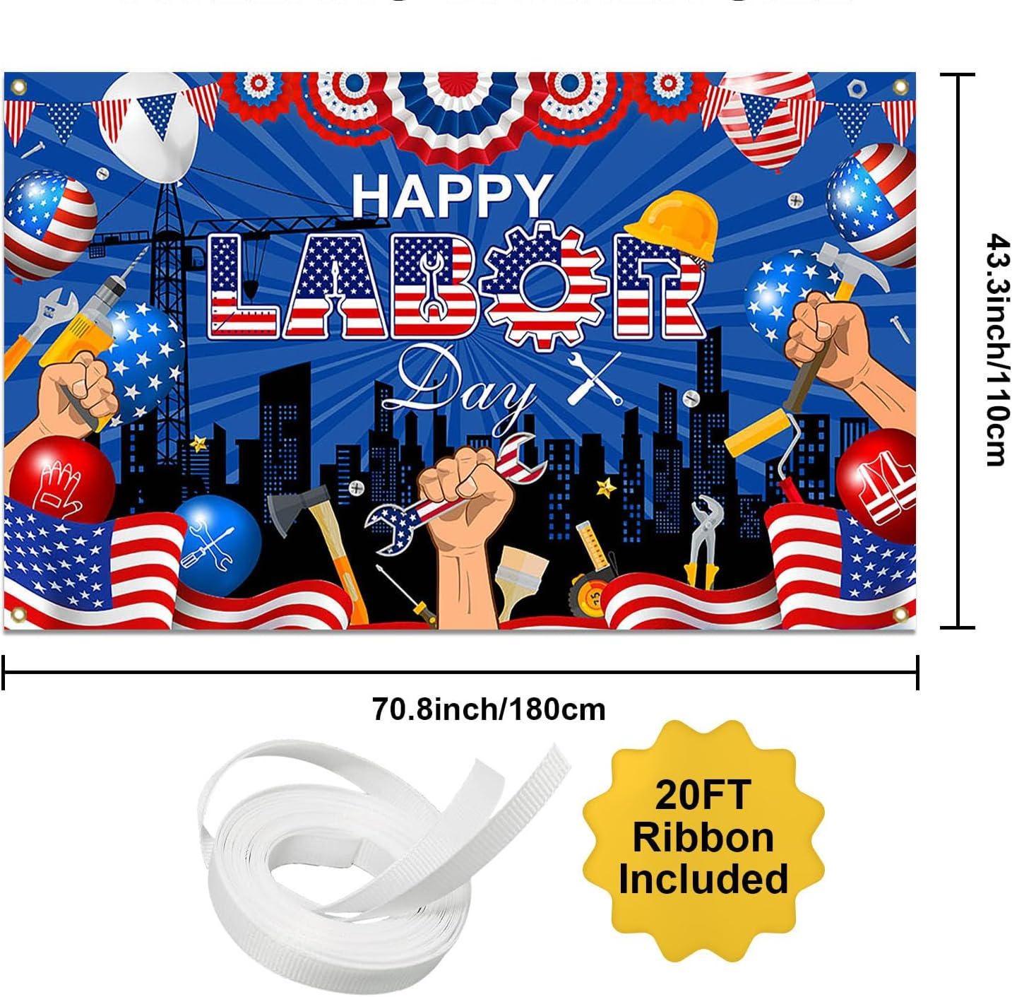 Happy Labor Day Backdrop Banner, Patriotic Party Decoration, Photo Booth Decor