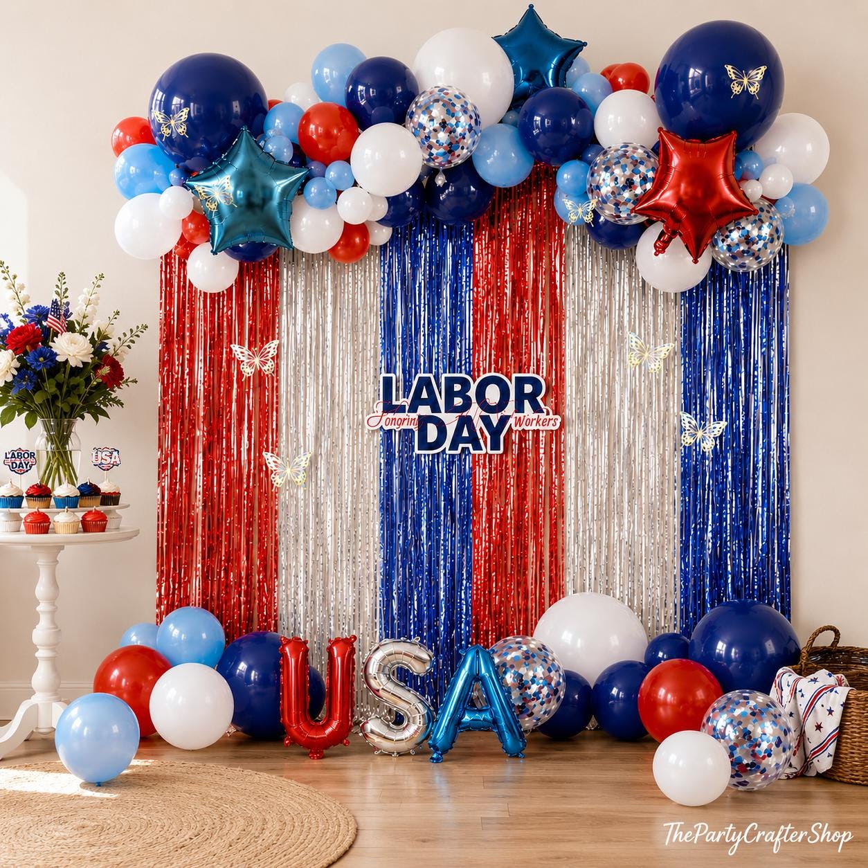 Labor Day Balloon Garland Kit, Red White Blue USA Arch, Patriotic Party Decor