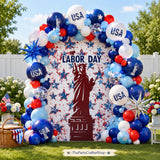 Labor Day Balloon Arch Kit, Red White Blue Garland, Statue of Liberty, USA Foil Balloons