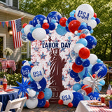 Labor Day Balloon Arch Kit, Red White Blue Garland, Statue of Liberty, USA Foil Balloons